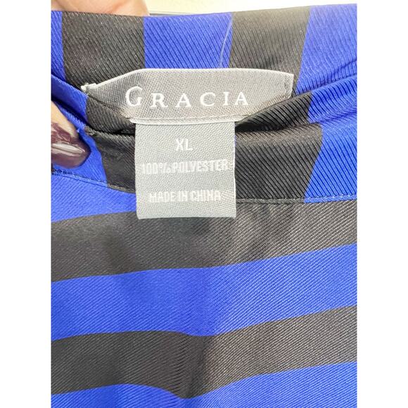 Gracia Black White Striped High Waist A-Line Flare Maxi Skirt XL - Picture 5 of 6